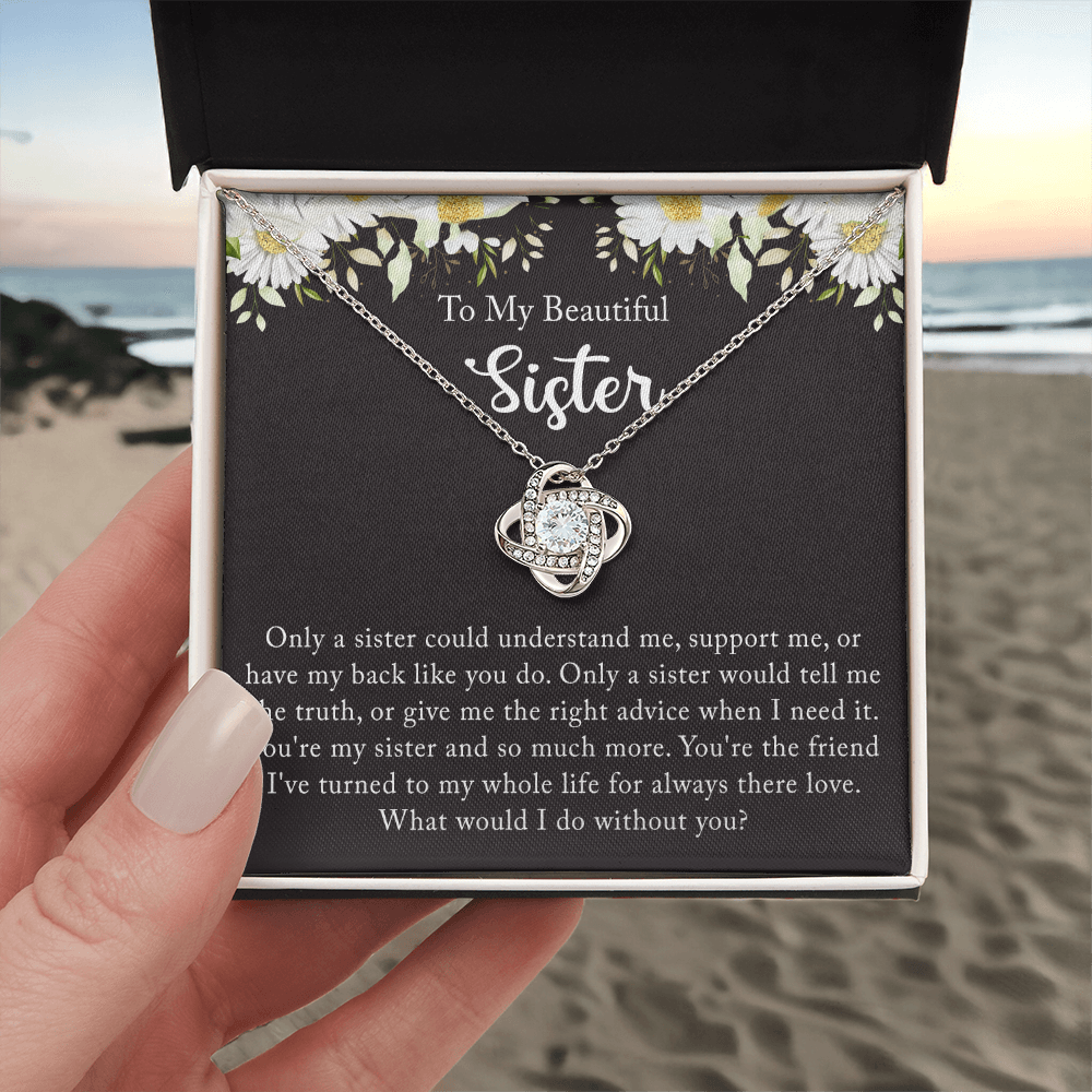 Personalized Gift Necklace - Love Knot Necklace, Sister Wedding Gift from Bride, Sister of the Bride Necklace, Sister Wedding Gift, Thank you Gift to Sister Maid of Honor, Matron of Honor Necklace