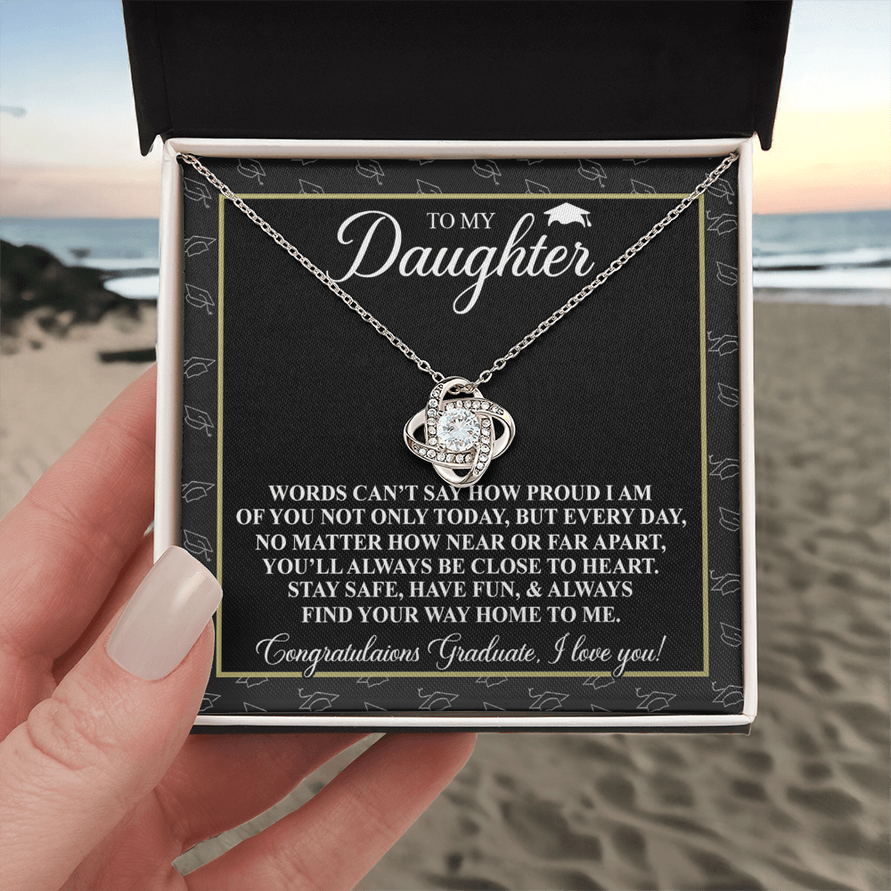 To My Daughter Gift Necklace From Father to Daughter Gift, Birthday Necklace Love Knot Pendant Necklace Gift Message Card and. Gift Box styles On Birthday, Christmas, Anniversary Graduation Gift