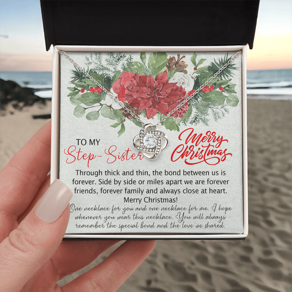 To My Step Sister Love Knot Necklace From Brother, Best Friend Pendant Inspirational Gift Necklace For Step Sister, Jewelry Gift For Girls, Women Bonus Sisters Gift Necklace, Necklace For Sister
