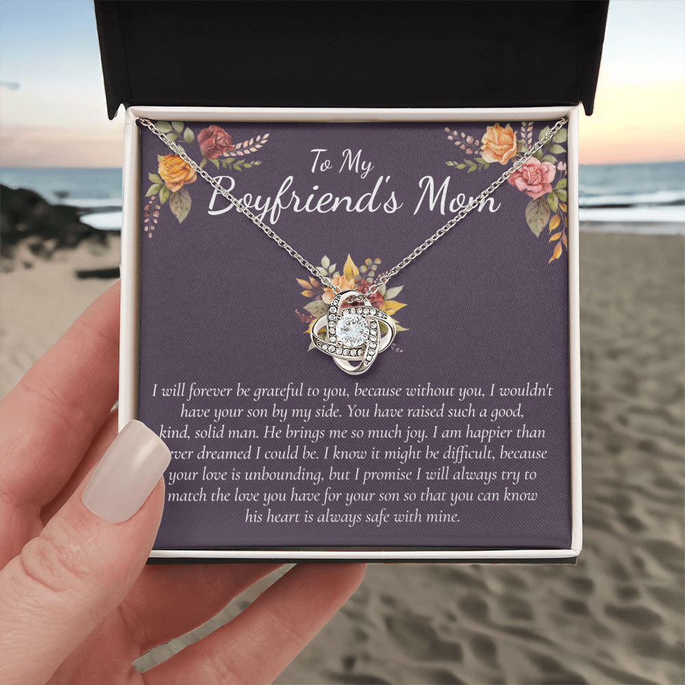 To My Boyfriends Mom Necklace From Girlfriend, Gifts Necklace for Boyfriend's Mom, Thank You Gift Necklace For Boyfriend's Mom, Boyfriends Mom Love Knot Necklace For Her, On Mothers Day, Christmas