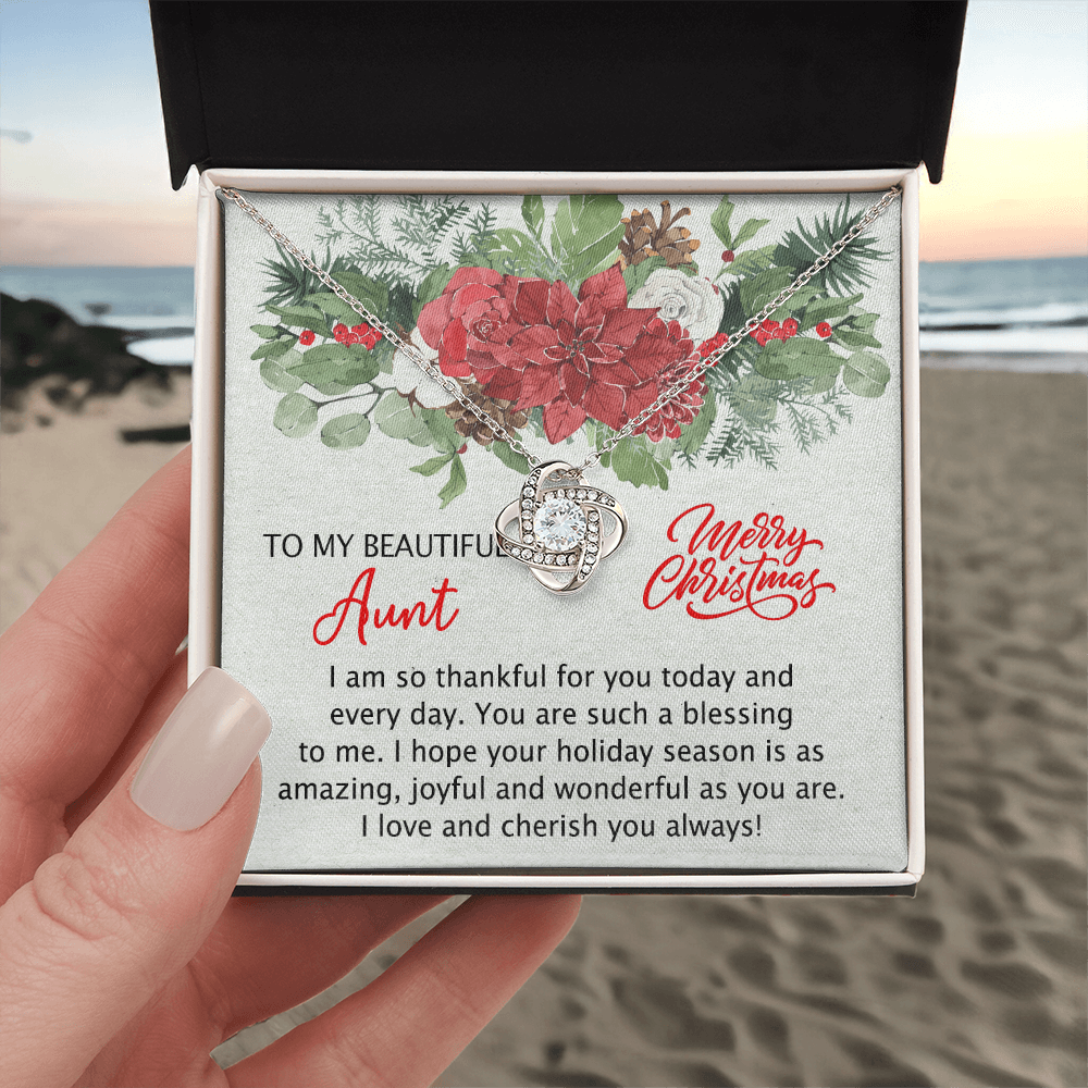 To My Beautiful Aunt Christmas Necklace Gift for Aunt from Niece Personalized Aunt Necklace Gift Merry Christmas Day Gift for Aunt Necklace for Aunt from Niece Love Knot Necklace