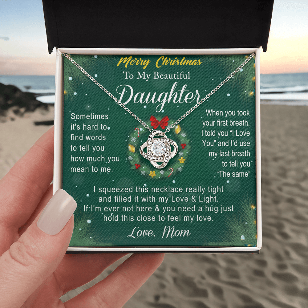 To My Beautiful Daughter Gift Necklace From Mom, Merry Christmas Necklace For Daughter, Necklace for Christmas Daughter, Little Girl, Gift Pendant Mother And Daughter Jewelry Gift For Girls