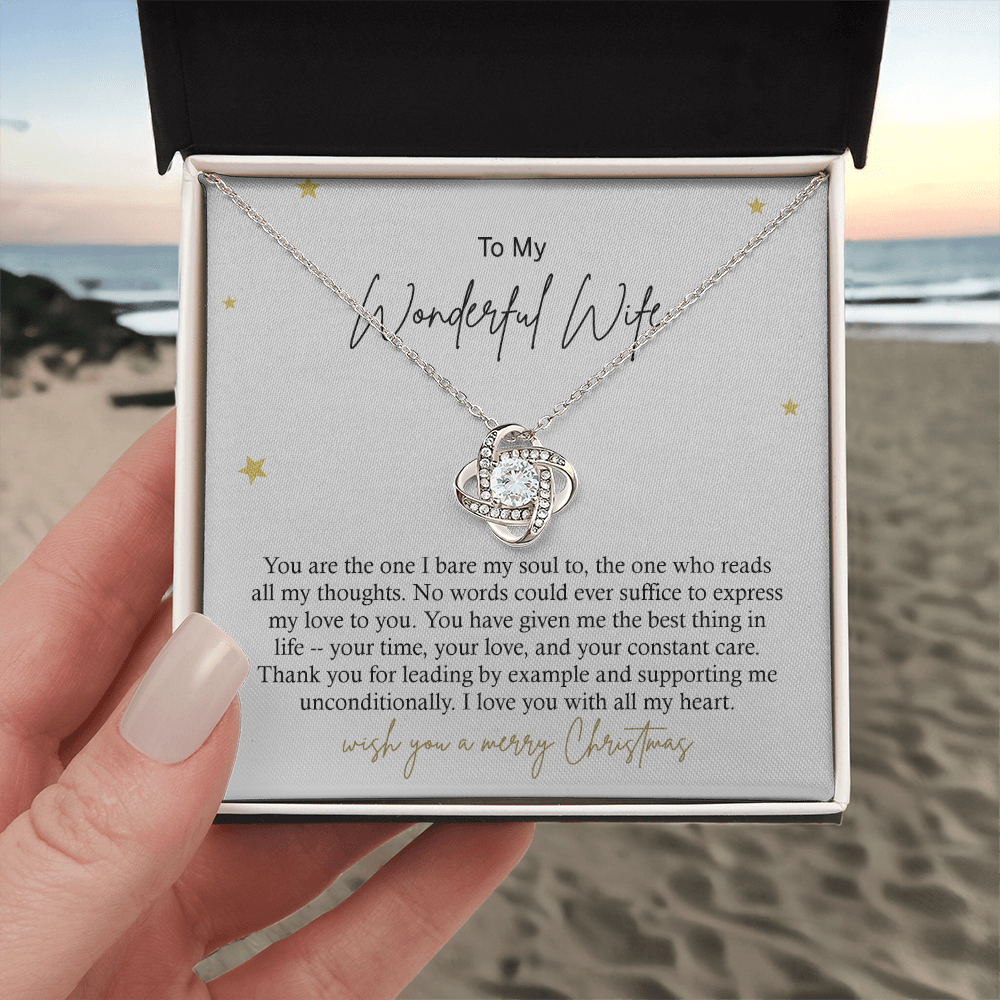 To My Wonderful Wife Necklace From Husband, Wish You A Merry Christmas Love Knot Necklace Gift For Wife Husband To Wife, Jewelry Gift For Women Wife Gift Necklace Soulmate Gift Pendant Necklace