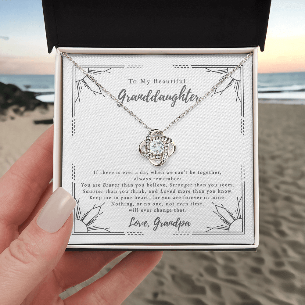 Love Knot Necklace For Granddaughter - To My Beautiful Granddaughter Necklace From Grandpa, Grandfather Gift Necklace On Birthday Gift Graduation Gift, Christmas Love Granddaughter Gift Necklace