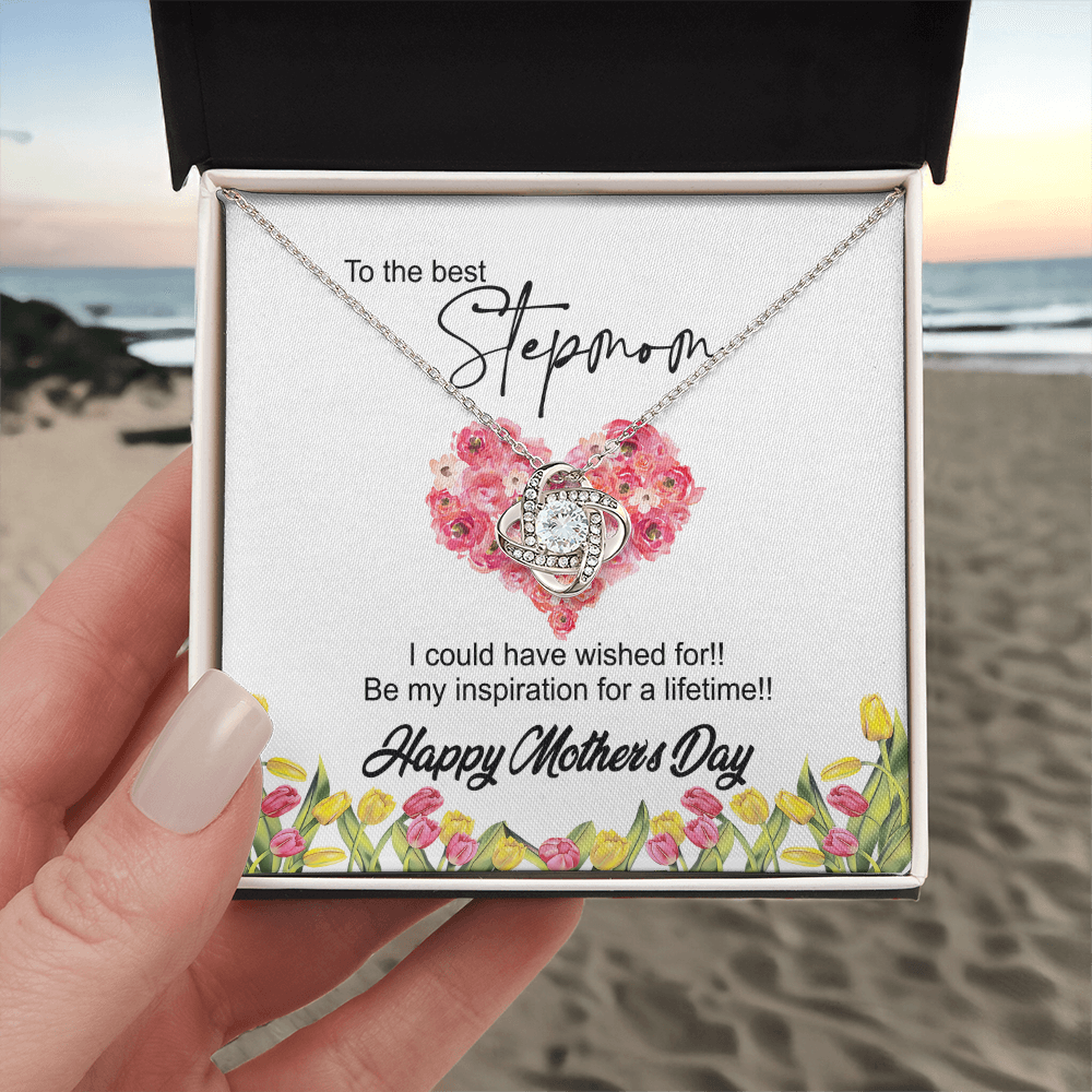 To The Best Stepmon Necklace, Happy Mother's Day Necklace Gift From Daughter, Son To My Step Mom Necklace From Daughter, Stepmom Gift Necklace, Boyfriend's Mom Gift Necklace, Love Knot Gift For Mom