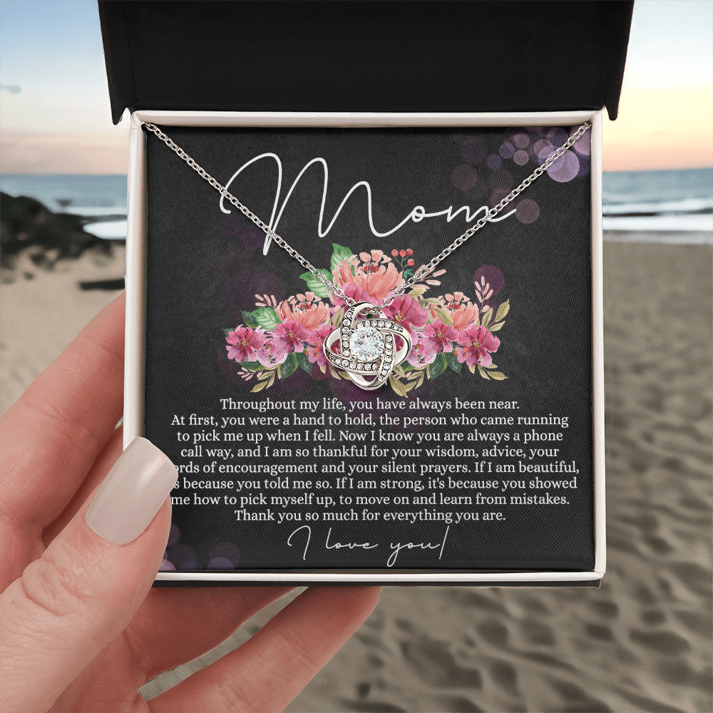 Mom Gift Necklace, To My Mom Love Knot Necklace From Daughter, Thank You Necklace Gift For Mom, Mother's Day Necklace Gift For Mom, Birthday Gift For Mom, Anniversary Jewlry Gift For Women