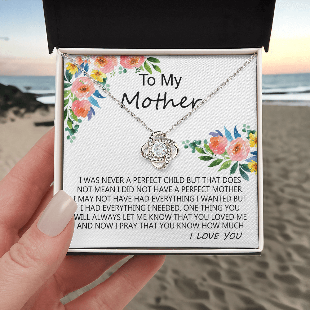 Mother Gift Necklace, To My Mother Love Knot Necklace Gift From Daughter I Was Never A Perfect Necklace, Mother And Daughter Gift Necklace Jewelry Gift For Women, Mother, Bonus Mom Gift Necklace
