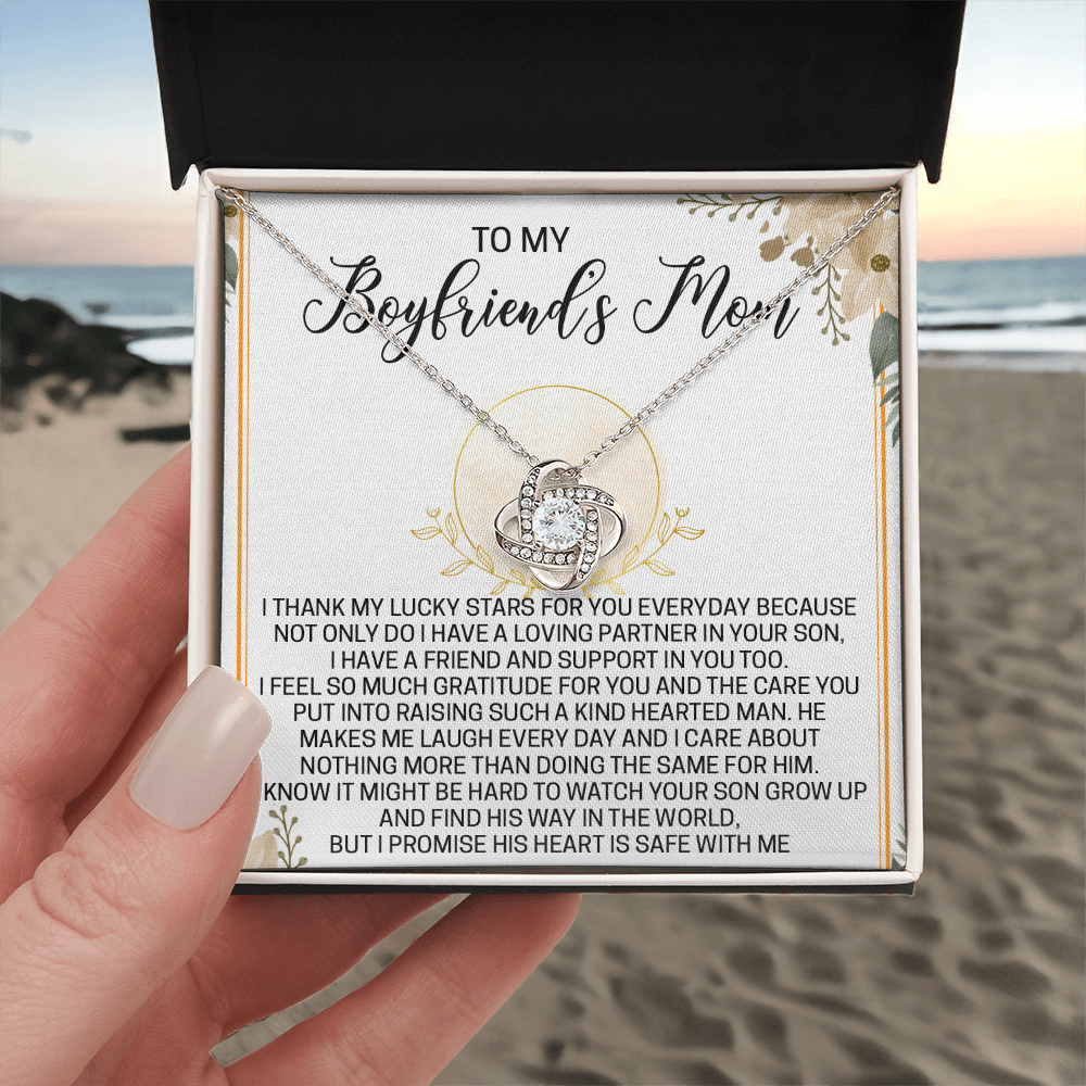 To My Boyfriend's Mom Necklace From Girlfriend, Love Knot Pendant Gift For Boyfriend's Mom, Jewelry Gift Women, Boyfriend's Mom Gift Necklace On Mothers Day Birthday Presents for Mom Necklace