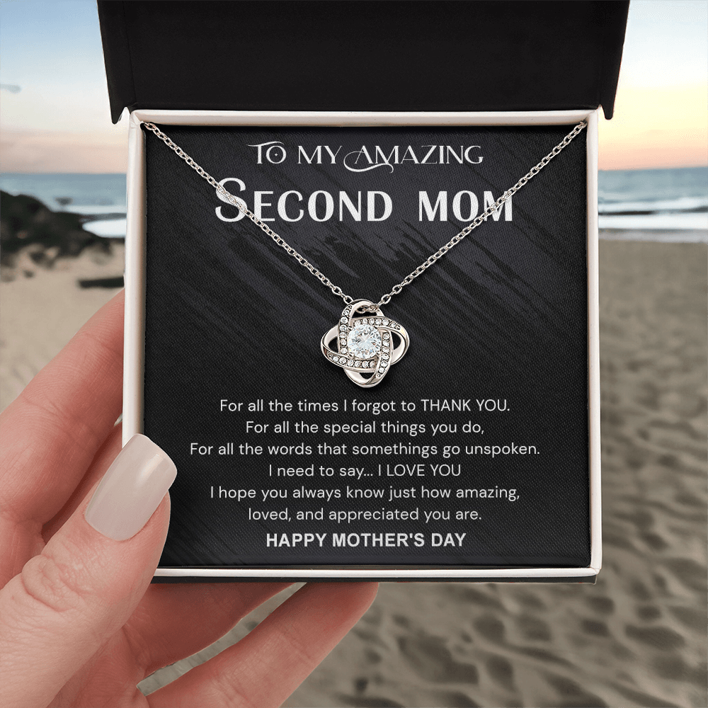 To My Amazing Second Mom Necklace From Daughter, Jewelry Gift For Women, Mother Happy Mother's Day Knot Pendant Gift For New Mom, Mother's Day Necklace Gift For her, Mother And Daughter Necklaces