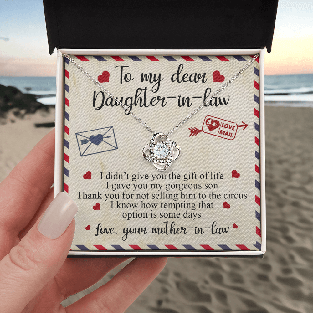 To My Dear Daughter-in-Law Gift Necklace From Mother In Law, Luxe Love Knot Necklace Gift Set, Necklaces For Girls, Little Girl Daughter In Law Gifts Necklace, Jewelry Gifts For Women Gifts
