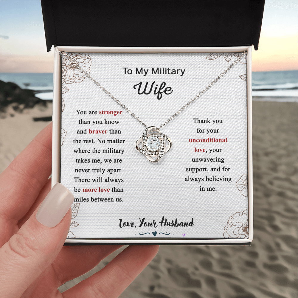Military Wife Gift Necklace, Husband And Wife Love Knot Necklace, To My Military Wife Necklace From Husband - Necklace Gift For Wife, Jewelry Gift For Women, Soulmate Gift Necklace From Fiancee