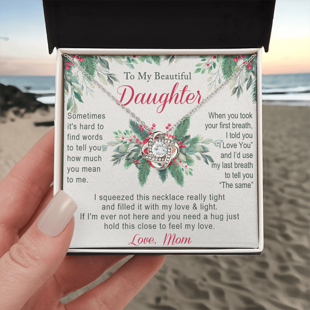 To My Daughter Gift Necklace from Mom Necklace for Daughter Present for Daughter Christmas Day Gift Christmas Necklace Pendant Jewelry for Daughter Christmas Card Jewelry Gift For Girls Little Girl