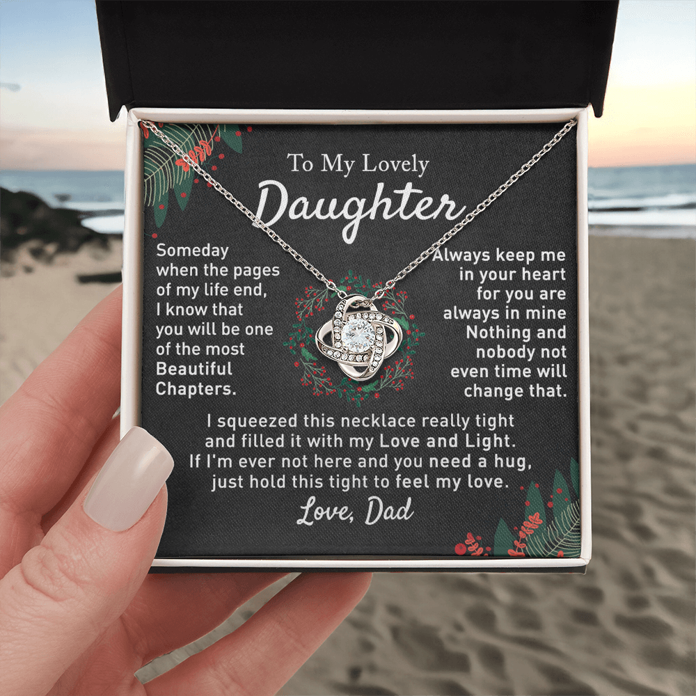 To My Beautiful Daughter Love Knot Necklace, Gift For From Mom, Necklace Daughters Necklaces Mom With Jewelry Women Mother A Necklaces Beautiful Daughter, Mother And Daughter Necklace Gift For Girl