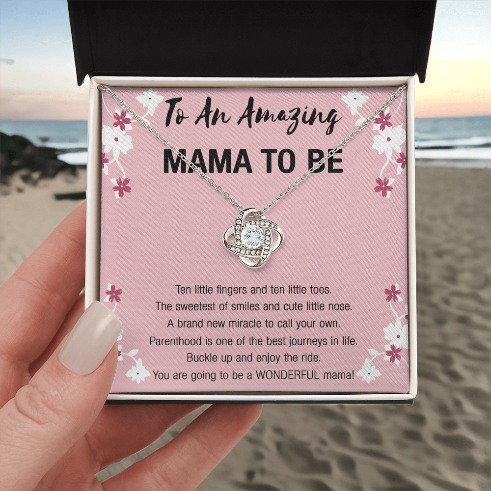 Mama To Be Necklace, To An Amazing Mama To Be Necklace From Daughter, Little Girl Necklace Gift For Mom, Wonderful Mama Pendant, Daughter And Mother Love Knot Necklace Gift For Mom Jewelry To Mama