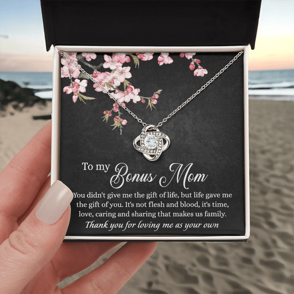 To My Bonus Mom Necklace From Daughter, Bonus Mom Gift Necklace, Mother And Daughter Necklace Gift For Mom, Gift For Mom Necklace, Bonus Mother Gift Necklace Thank You For Loving Jewelry For Women