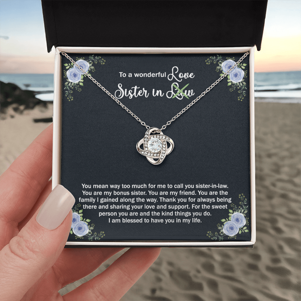 To A Wonderful Sister In Law Love Knot Necklace From Sister, I Love You Sister Gift Necklaces Sister-in-Law Gift Pendant Love Knot Jewelry Gift For Sister In Love Necklace, Unbiological Sister Gift