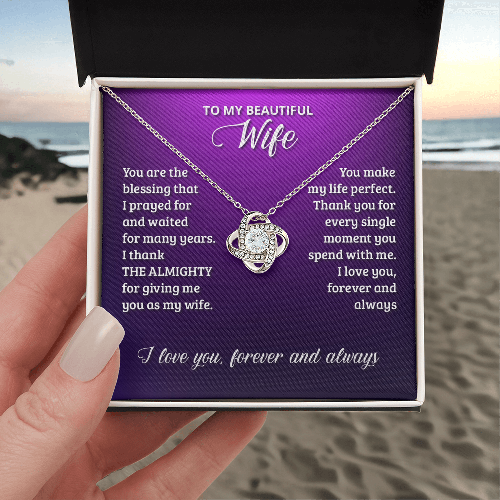 Beautiful Wife Gift Necklace, To My Wife Necklace From Husband, Wife Love Knot Necklace From Husband, Jewelry Gift For Women Badass Wife Gift Necklace, Soulmate Gift Necklace Gift From Men