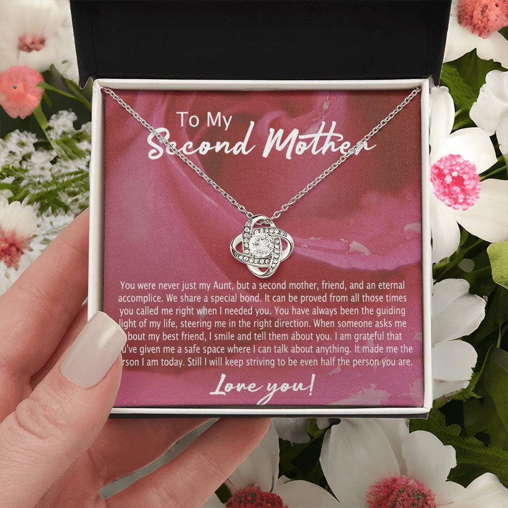 1Second Mother Necklace, To My Second Mom Love Knot Necklace From Son, Second Mother Gift Necklace, Mother Pendant Gift Necklace From Daughter Or Son, Jewelry Gift For Women, Boyfriend's Mom Gift Love Knot Necklace 6323
