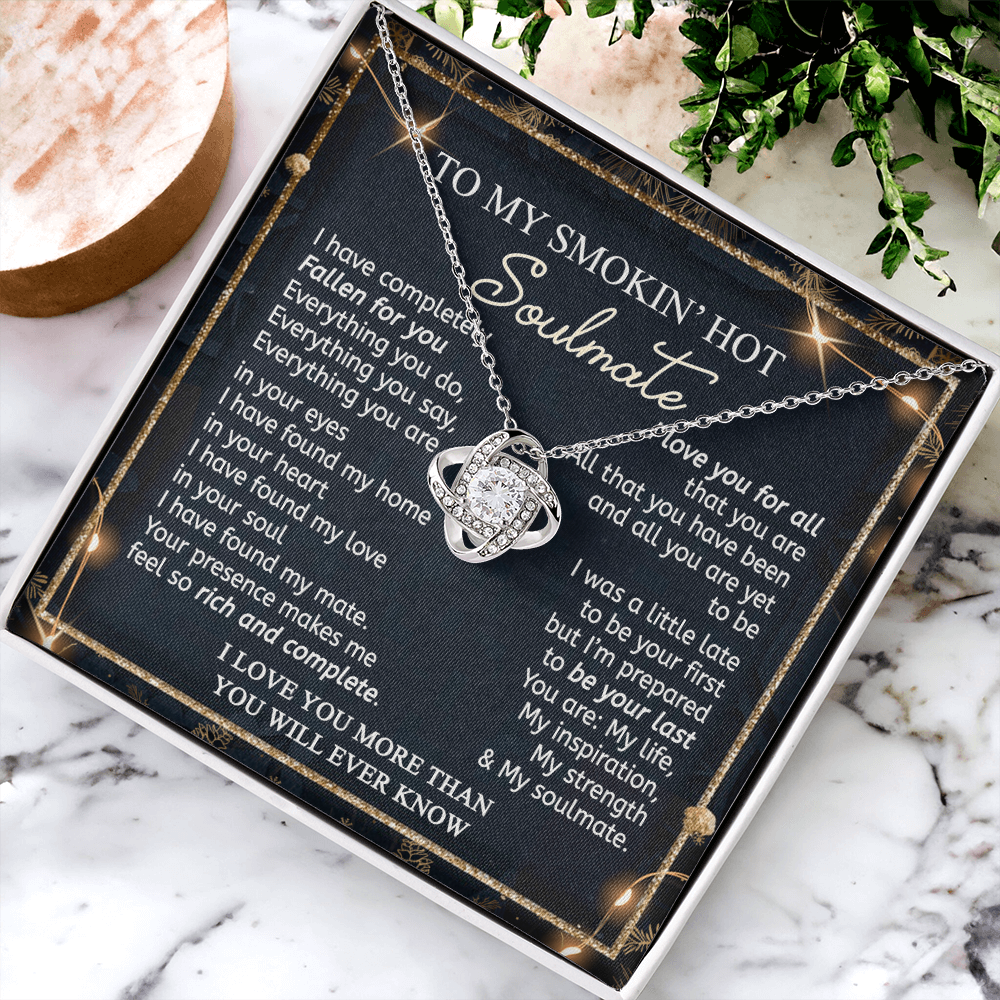 14k White Gold Gift Message Necklace For Smokin' Hot Soulmate Necklace, Wife Romantic Gift Necklce, My Soul Mate Necklace, To My Smoking Hot Wife Necklace, Necklace Gift For Wife From Husband
