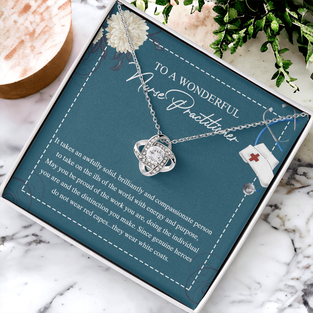 To My Nurse Practitioner Love Knot Necklace From Mom, Gift For New Nurse Jewelry Gift For Girl, Congrats Graduation Pendants Class Of 2026 Necklace Gift For Daughter, Granddaughter, Niece, Sister