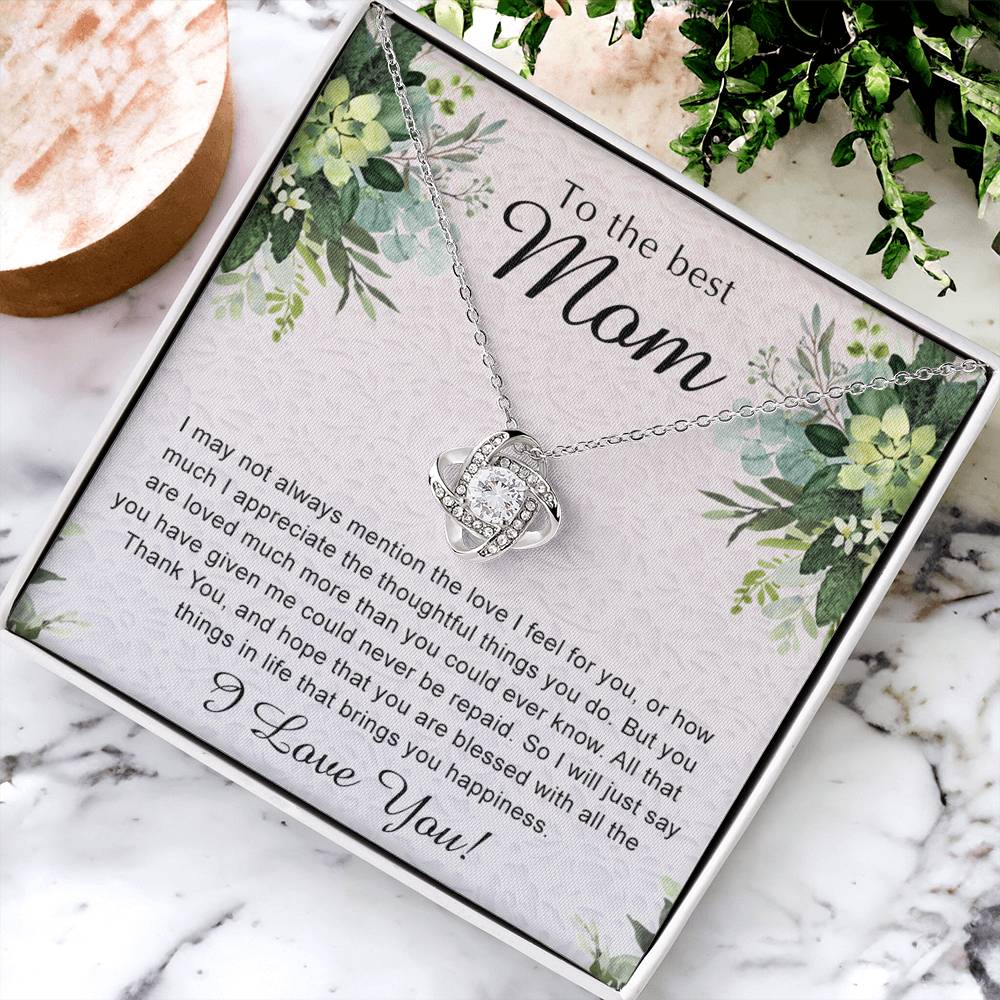 Mom Gift Necklace, To My Mom Love Knot Necklace Gift From Daughter, Son - Mother And Daughter Gift Necklace For Mom, To The Best Mom Love Knot Pendant, I Love You Necklace Gift For Mom To Daughter Love Knot Necklace 6323