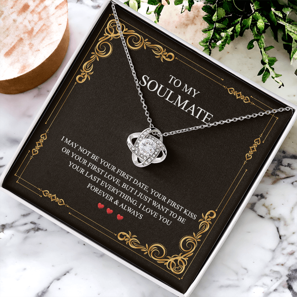 To My Soulmate Love Knot Necklace Gift From Husband To Wife, Girlfriend, Soulmate Gift Necklace On Valentines Day Anniversary, Christmas Necklace for Her Romantic, Jewelry Gift For Women