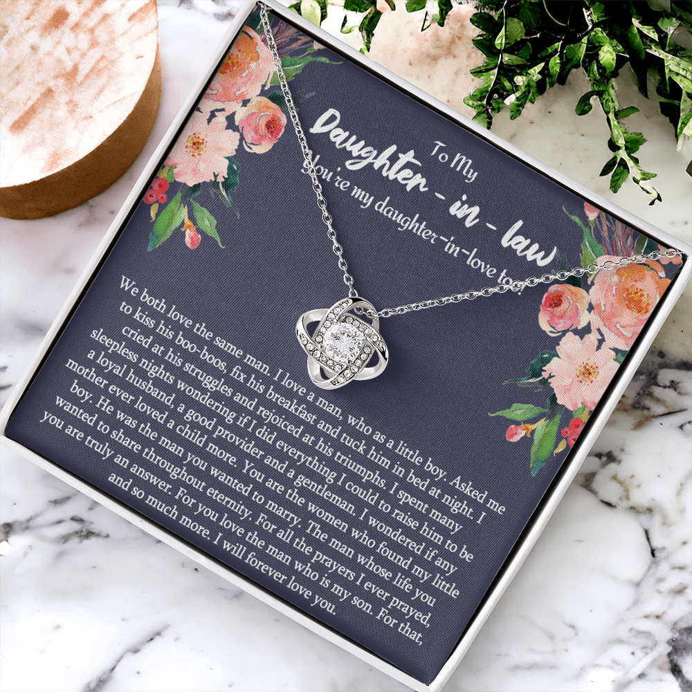 Daughter in Law Gifts Necklace From Mother in Law To My Bonus Daughter in Law Pendant From Mom, Mother Jewelry with Message Card and Gift Box Surprise Gift for Daughter in Law, Daughter in Law Gift
