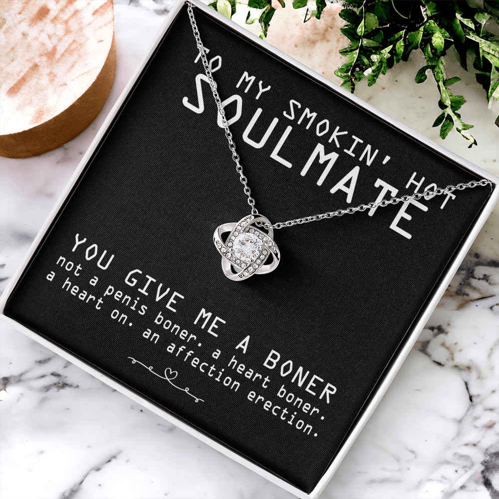 To My Smokin' Hot Soulmate Necklace From Husband, Boyfriend To Soulmate Gift for Fiancee Wife Smokin' Hot Birthday Present Xmas Gift Necklace for Her Romantic, Girlfriend Gift Necklace Message