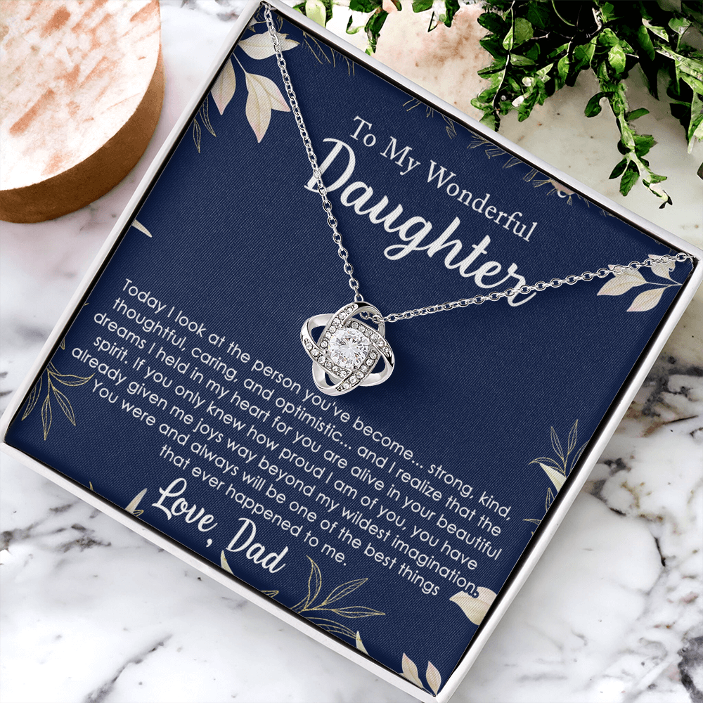 Daughter Gifts Necklace From Dad, To My Daughter Lion Dad And Daughter Love Knot Necklace Birthday Gift for Daughter From Dad, Christmas Gift For Daughter Necklace, Father To Daughter Gift Necklace