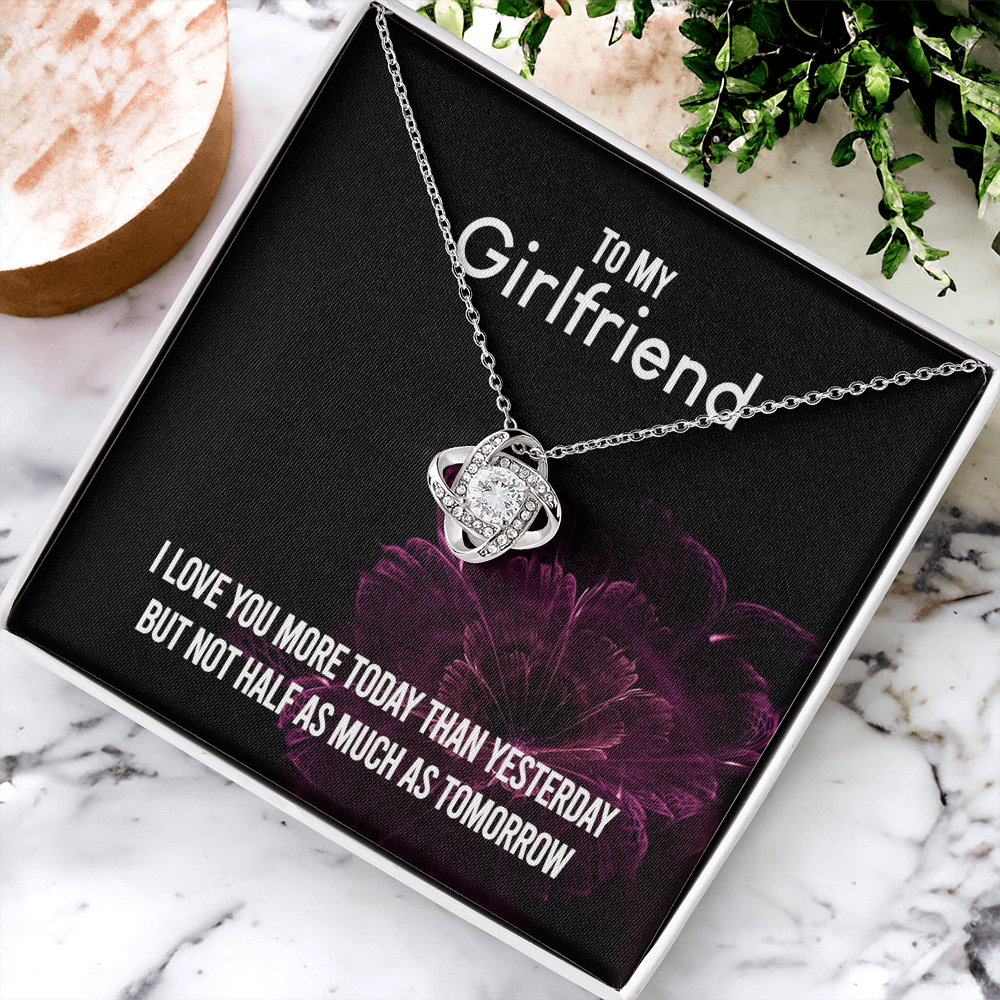 To My Girlfriend Necklace Romantic Girlfriend Birthday Gifts for Girlfriend From Boyfriend, Husband, Girlfriend Gift Necklace - Jewelry Gift For Girls, Love Knot Pendant Gift For Girlfriend, Soulmate