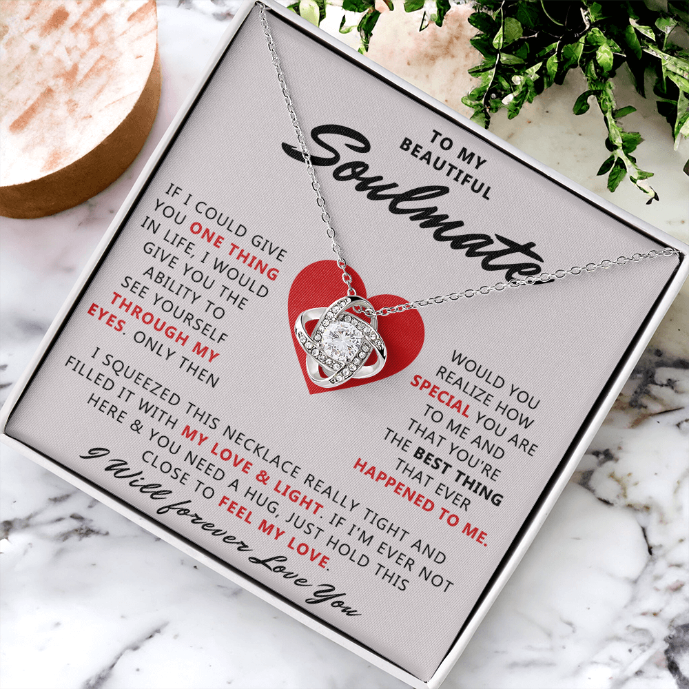 To My Beautiful Soulmate Necklace From Husband, Boyfriend, Anniversary For Wife Necklace, Jewelry Gift For Wife, Soulmate Gift Necklace for Her Romantic, Girlfriend Gifts Necklace Message Card