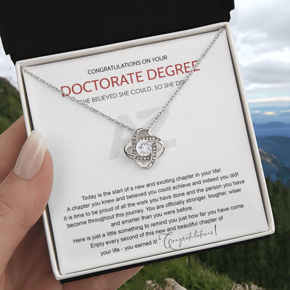 AZGifts Doctorate Degree Graduation Gift Necklace, PhD, Doctoral Graduation Gift, Graduating Doctorate Degree Graduation, With Message Card and Gift Box Necklace Love Knot Necklace chong hj