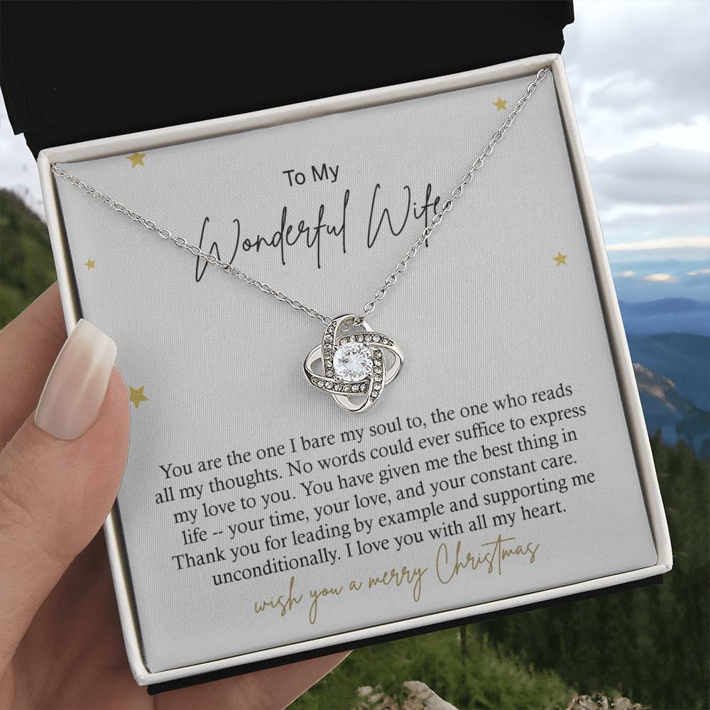 To My Wonderful Wife Necklace From Husband, Wish You A Merry Christmas Love Knot Necklace Gift For Wife Husband To Wife, Jewelry Gift For Women Wife Gift Necklace Soulmate Gift Pendant Necklace
