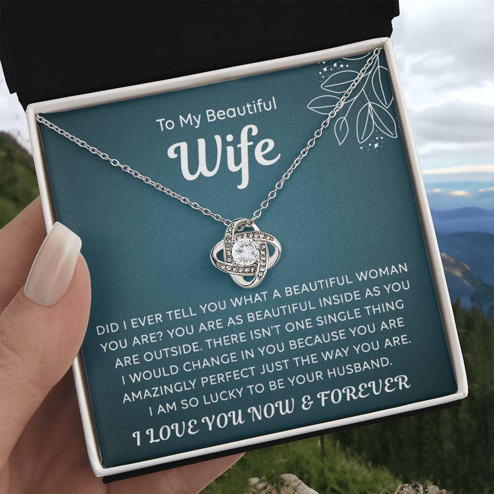 Wife Gift Necklace, To My Beautiful Wife Necklace From Husband, Wife Love Knot Necklace From Husband, Jewelry Gift For Women, Beautiful Women, Badass Wife Gift Necklace, Soulmate Gift Necklace
