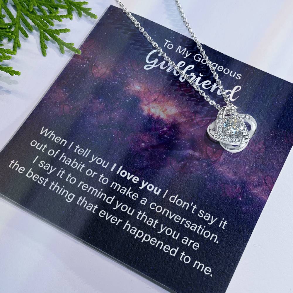 To My Girlfriend Necklace, Love Knot Necklace Valentines Day Gift For Girlfriend