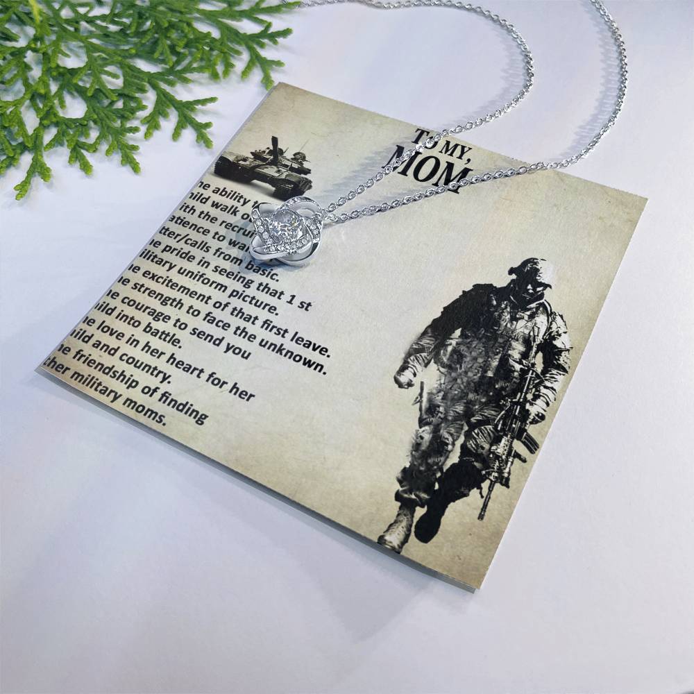 Military Mom Necklace, To My Mom Necklace From Son, Favourite Soldier Necklace Gift For Mom, Daughter And Military Mom Love Knot Necklace Gift, Mom Gift Necklace, Soldier Mom Necklace Gift For Women Love Knot Necklace 6323