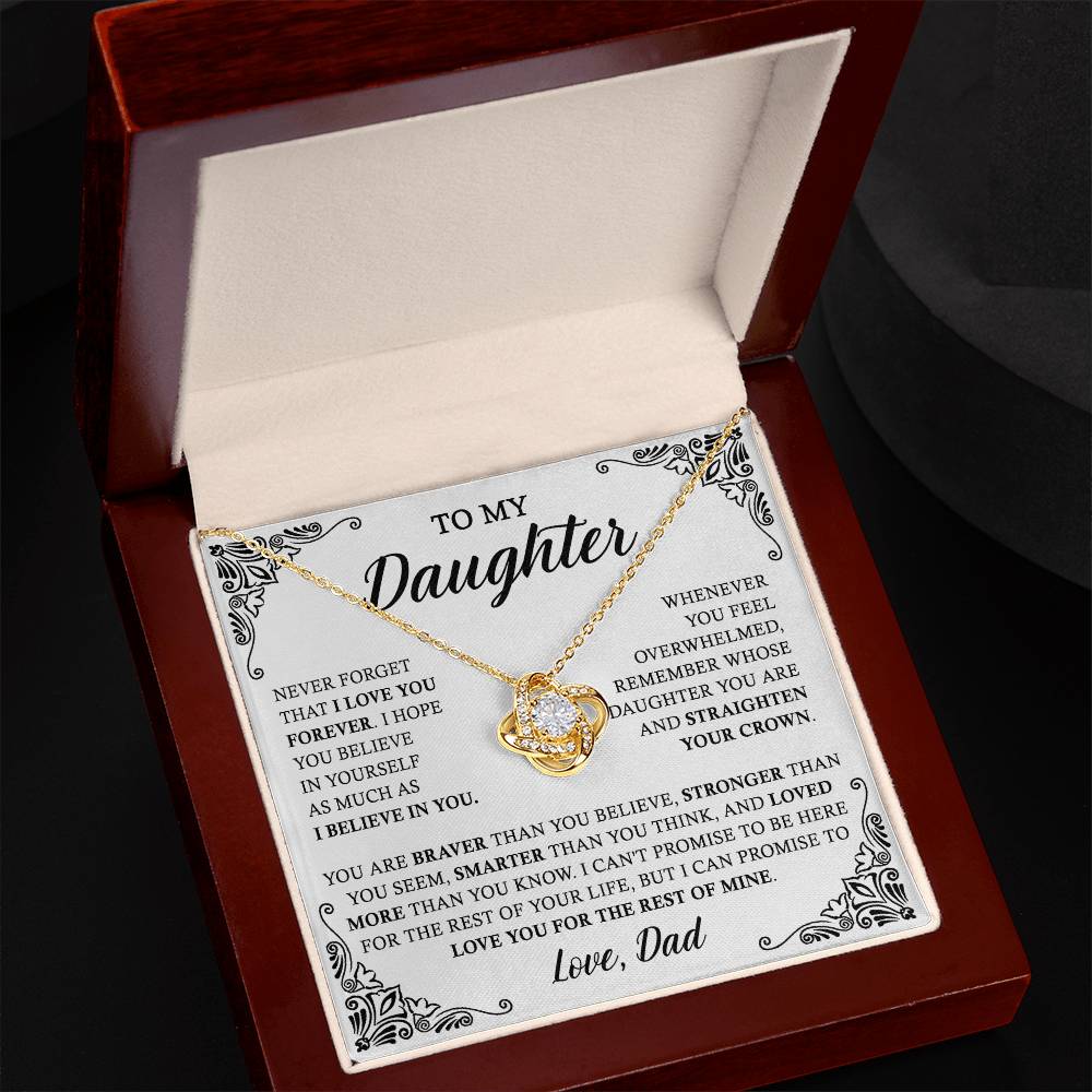 To My Daughter Necklace From Dad, Love Knot Necklace For Daughter, Father Daught