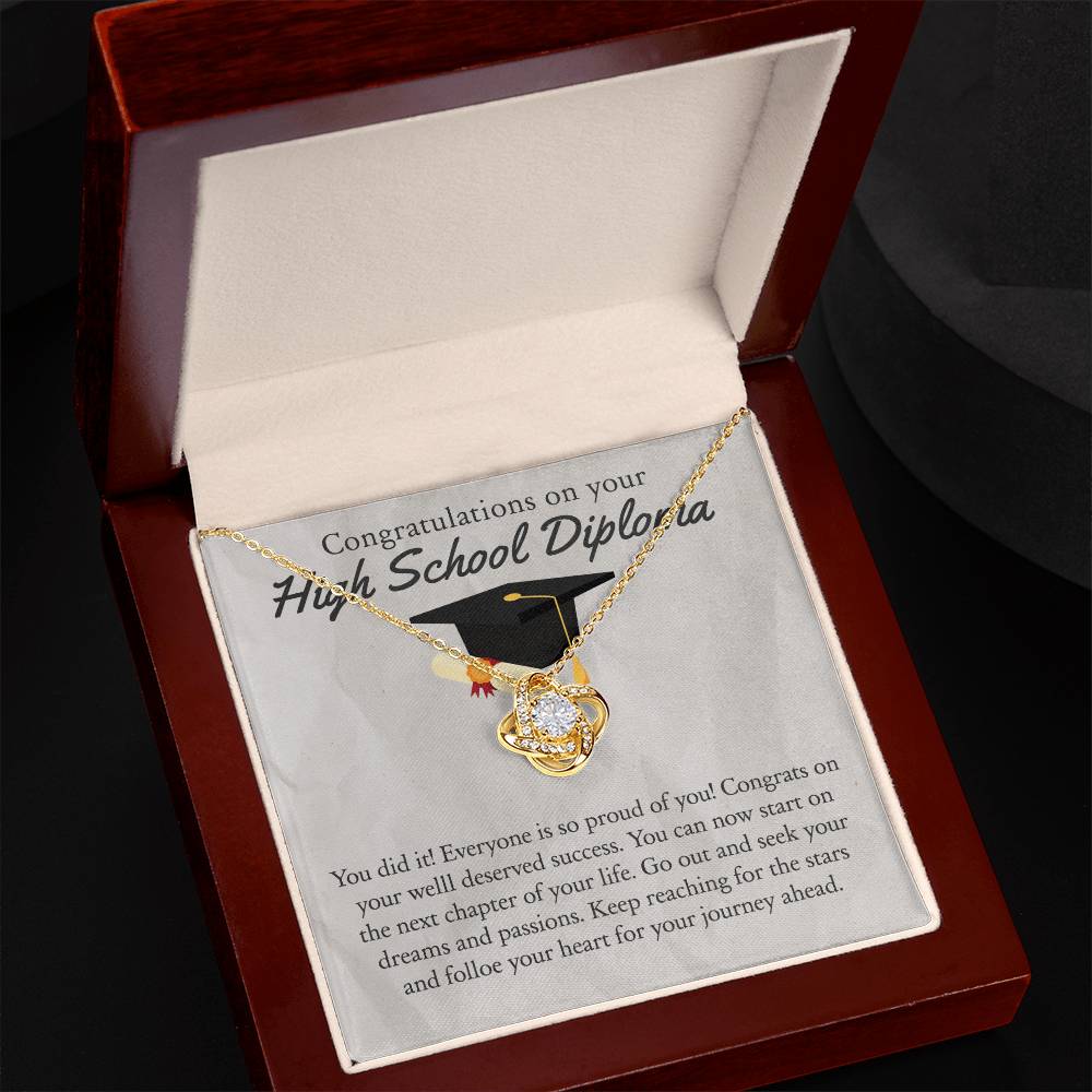 High School Diploma Gift Necklace, High School Diploma Graduation Love Knot Necklace, Grad Gift Jewelry For Her, Knot Pendant Gift On Phd Graduation Gift Graduating Class Of 2026 Graduation Gift
