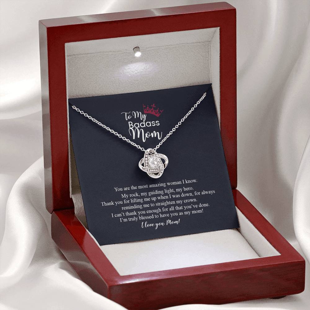 To My Badass Mom Love Knot Necklace, Gift For Mom Mother's Day Birthday Gift