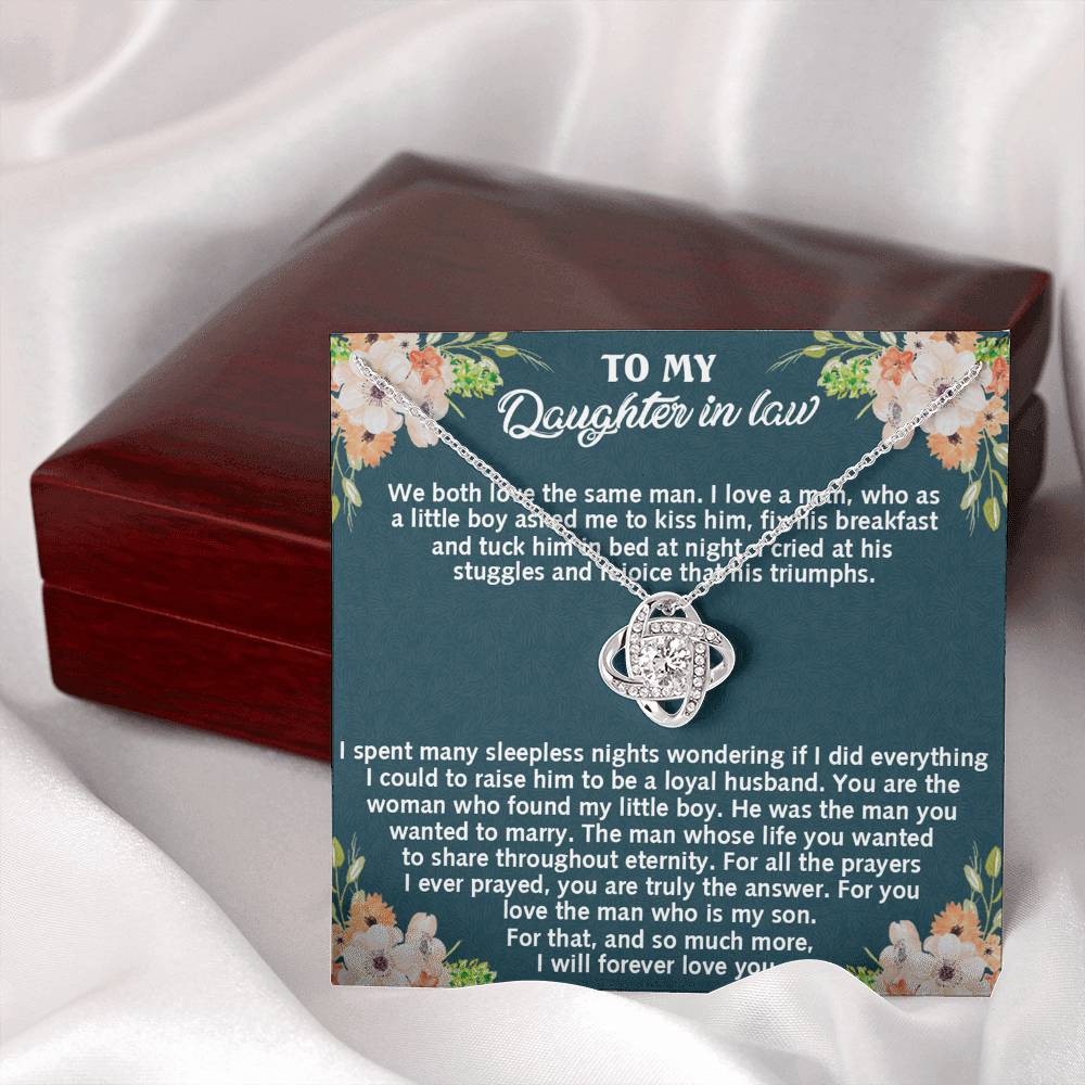 Mother And Daughter - Daughter in Law Love Knot Necklace, To My Daughter Daughter-in-Law Necklace From Parent Gift On Birthday Gift, Graduation Gift Christmas, We Both Love The Same Man Necklace