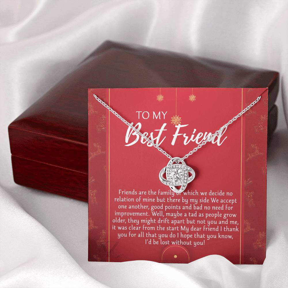To My Best Friend Christmas Necklace From Friend, Jewelry Gift For Friend, Christmas Love Knot Necklace For Friend, BFF Best Friend Gift Necklace On Anniversary, Christmas Friends Are The Family
