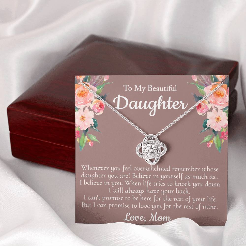 To My Beautiful Daughter Necklace From Mom With Thoughtful Card Box Gift, Necklace for Daughter from Mom Gifts Jewelry for Girls, Her Little Girl Necklace, Mother To Daughter Gift Necklace