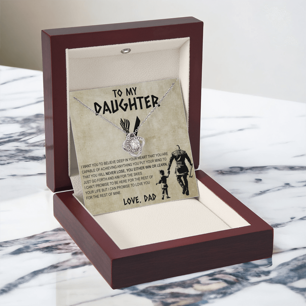 Father To Daughter Gifts Necklace From Dad, Father Daughter Viking Necklace, To My Daughter Necklace From Daddy On Graduation Gift, Birthday, Anniversary, Christmas For Badass Beautiful Girls