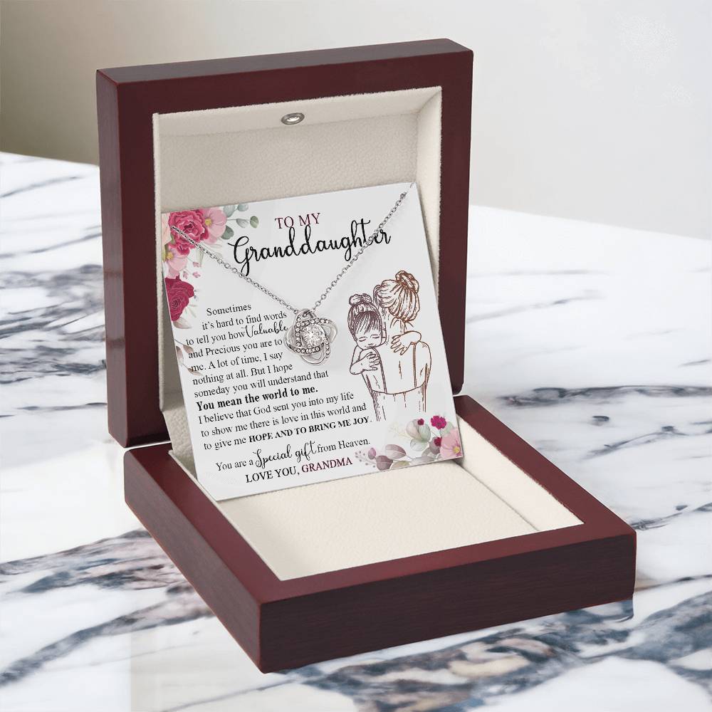 Granddaughter And Grandma Necklace, Jewelry Gift Necklace For Granddauhter - To My Granddaughter Necklace From Grandma, Love Knot Necklace For Granddaughter, Special Necklace From Heaven Necklace