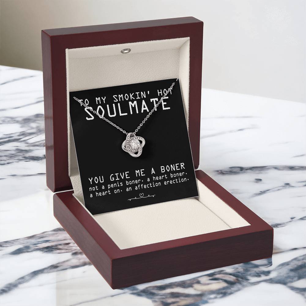 To My Smokin' Hot Soulmate Necklace From Husband, Boyfriend To Soulmate Gift for Fiancee Wife Smokin' Hot Birthday Present Xmas Gift Necklace for Her Romantic, Girlfriend Gift Necklace Message