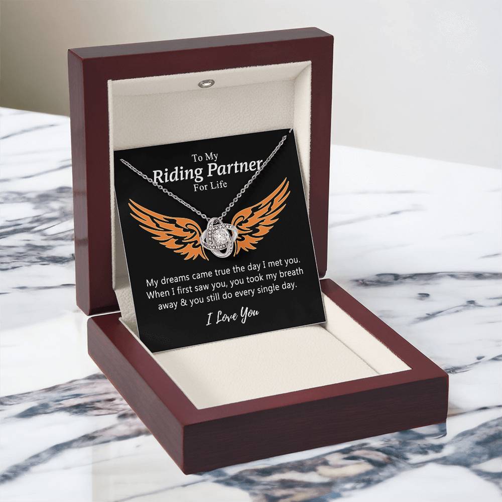 To My Riding Partners For Life Necklace, Gift Necklace For Motorcycle Wife, Love Knot Necklace Gift For Biker Wife, Necklace Gift for Girlfriend, Wife on Valentines Day, Romantic Gift Neklace Birthday