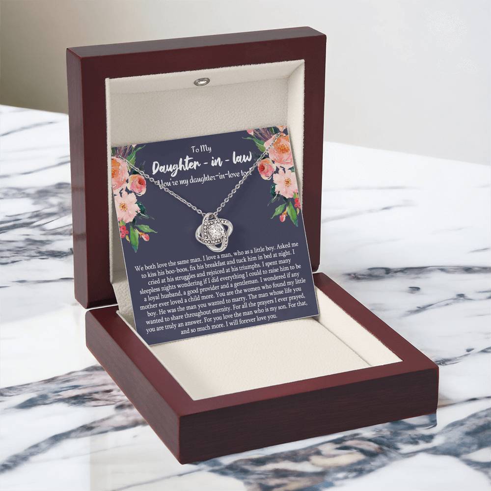 Daughter in Law Gifts Necklace From Mother in Law To My Bonus Daughter in Law Pendant From Mom, Mother Jewelry with Message Card and Gift Box Surprise Gift for Daughter in Law, Daughter in Law Gift