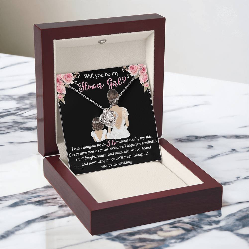 To My Daughter Love Knot Necklace From Mom And Daughter Pendant Gift For Daughter Will You Be My Hower Girl From Mother To Daughter Jewelry Gift For Girls, Daughter On Your Wedding Day Necklace Gift
