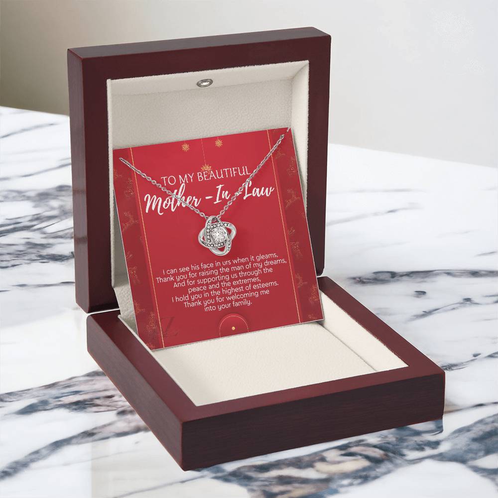 To My Beautiful Mother In Law Necklace, Gift Love Knot Necklace To My Beautiful Mother-in-law From Daughter Son To Mom Mother In Law Pendant Christmas Necklace Gift For Mother In Law Gift Necklace