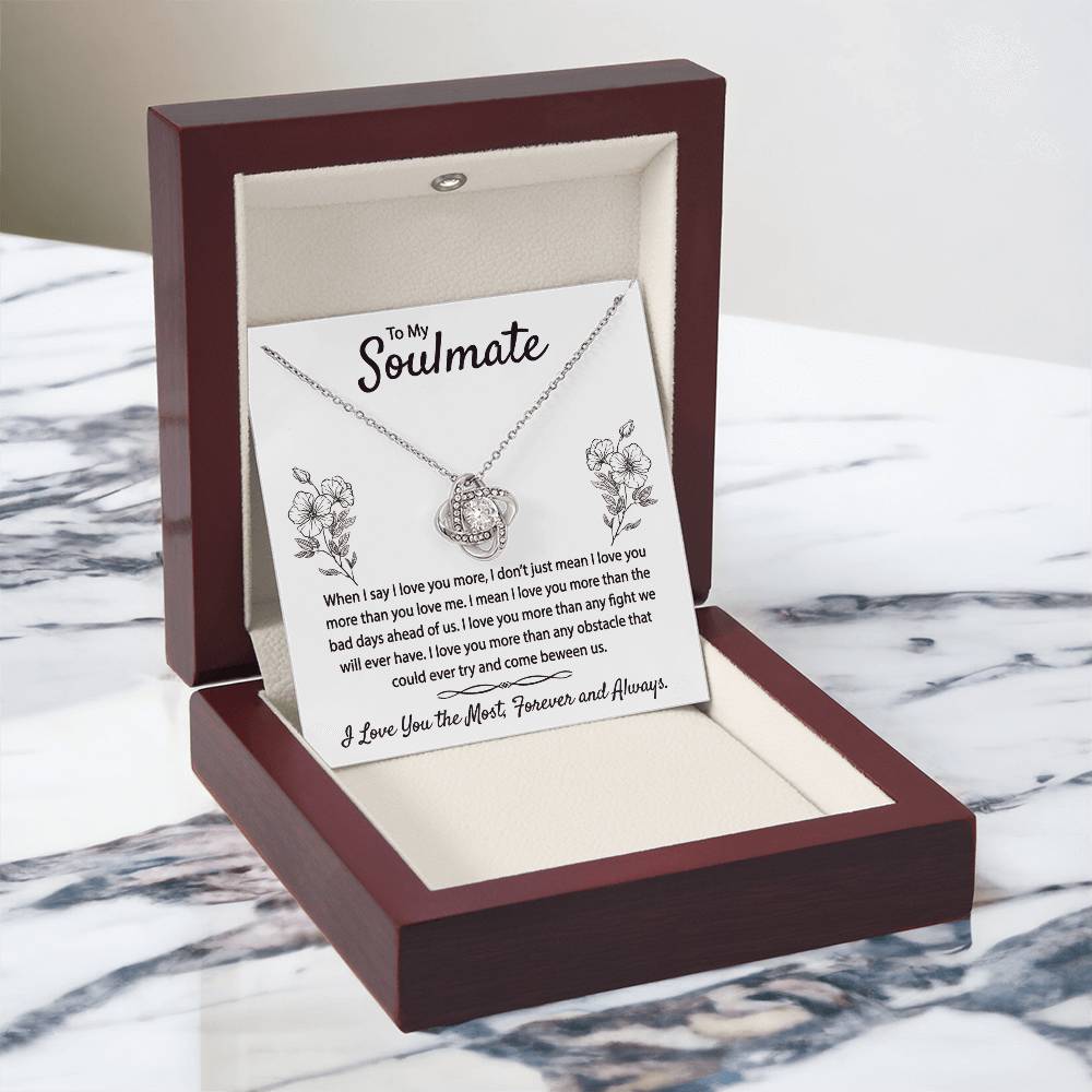 To My Soulmate Necklace From Husband Boyfriend Love Knot Necklace Gift For Soulmate Girlfiend To My Wife Gift Necklace with Message Card Gift Necklace for Her Romantic Girlfriend Gift Necklace